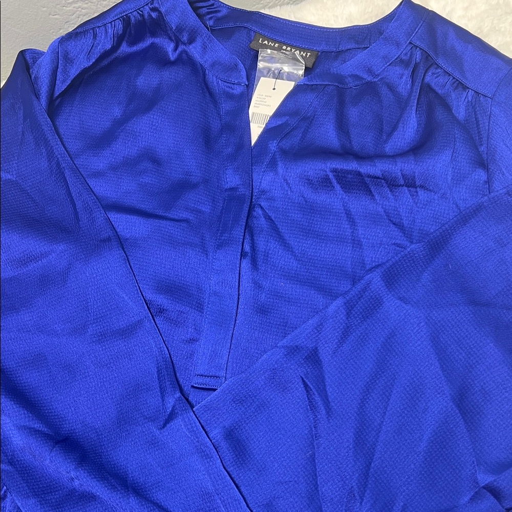 Lane Bryant Cobalt V-Neck Pullover Blouse